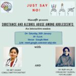 Dr Kriti Anand Psychiatrist and Dr Ruby Ahuja clinical Psychologist in chandigarh in a webinar on Substance and alchohol abuse among adolescents